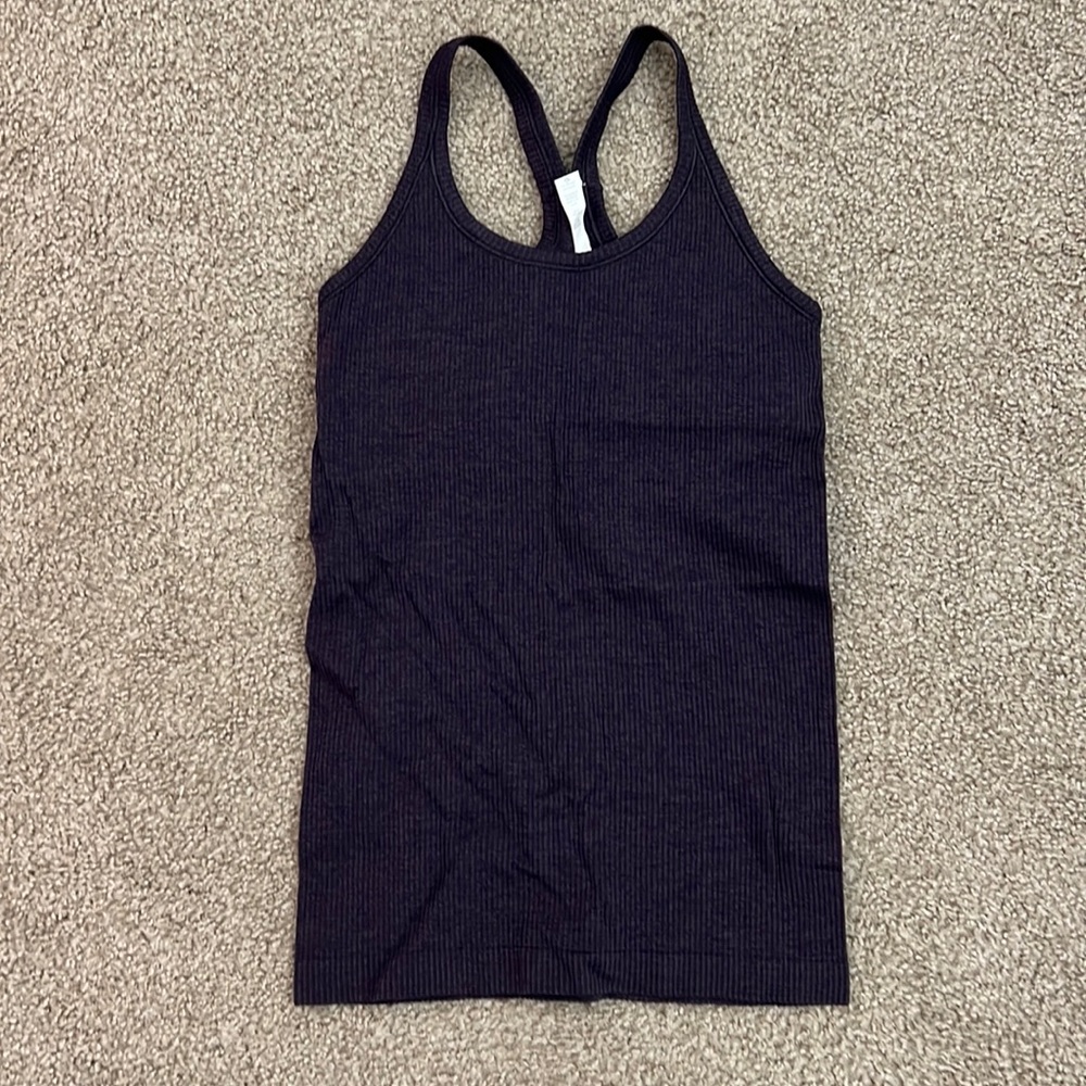 Lululemon dark purple ribbed workout tank top